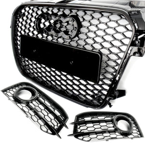 RS1 Style Honeycomb Front Grille & Fog Light Covers to fit Audi A1