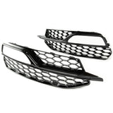 All Gloss Black Honeycomb Front Fog Light Grilles For Audi A3 8v S-line 2013-16