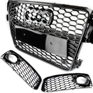 Audi A5 8T S Line RS5 Style Honeycomb Front Grille & Fog Light Covers Kit