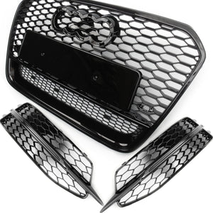 Audi A6 C7 RS6 Style Honeycomb Front Bumper Grilles Full Kit S-Line