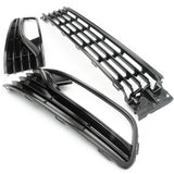 All Gloss Black Front Bumper Grilles & Fog Covers Kit for VW Polo 6R 6C