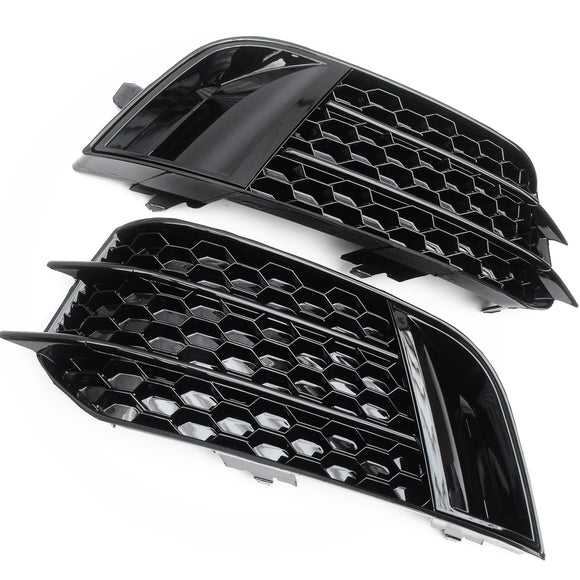 Audi A1 RS1 Style Front Bumper Grilles All Gloss Black Honeycomb