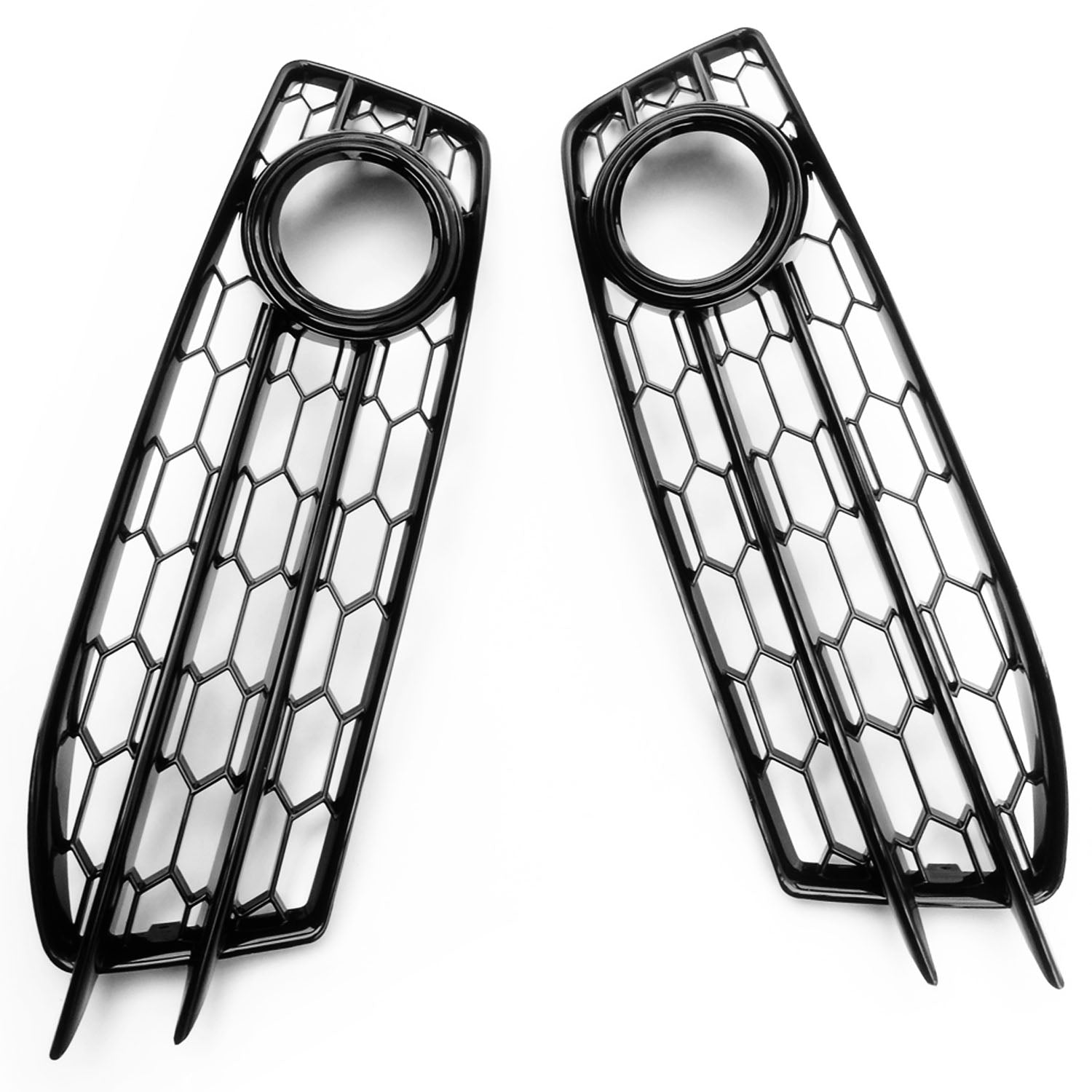 Pair Gloss Black Honeycomb Fog Light Grilles For Audi A3 8P 2009-2013 – Direct Replacement – Flowlight2018